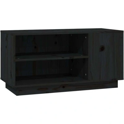 Image of vidaXL TV Cabinet Black 80x35x40.5 cm Solid Wood Pine