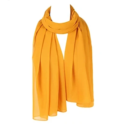 Image of Ladies&quot;Chiffon&quot; Oversized Plain Scarf Women Large Maxi Hijab Shawl (Mustard)