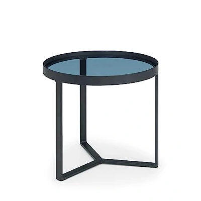 Image of Julian Bowen Loft Lamp Table, Powder Coated Steel, Black/Smoked Glass, Height: 45, Width: 50, Depth: 50cm