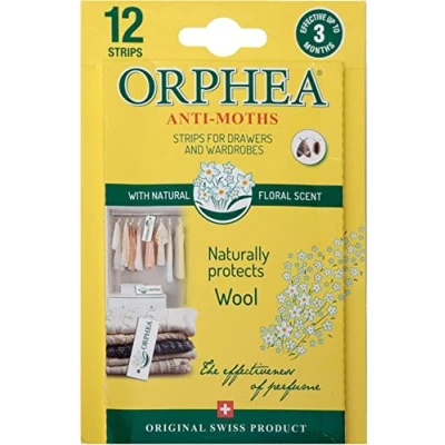 Image of Orphea Anti Moth Strips Floral Scented Repellent for Wardrobes Drawers Shelves Wardrobe Fresheners Wool Paper Clothes Storage (1 Pack, 12 Strips) sold by Caraselle