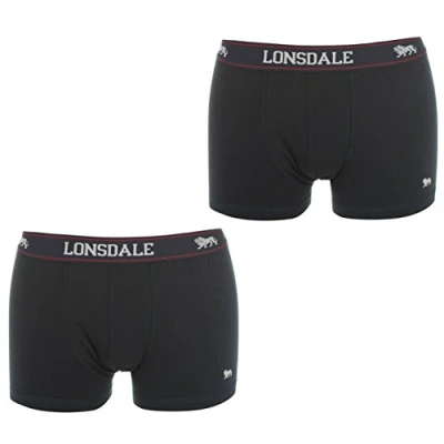 Image of Lonsdale Mens 2 Pack Trunks Navy L