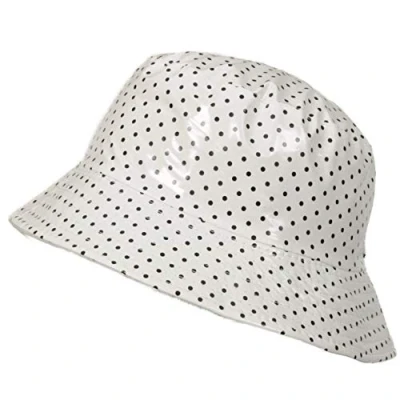 Image of Toutacoo, Waterproof Vinyl Bucket Rain Hat (21 Polka Dot White)
