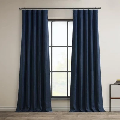 Image of HPD Half Price Drapes Faux Linen Textured Room Darkening Curtains for Bedroom 108 Inches Long (1 Panel), 50W X 108L Living Home Decor, Indigo