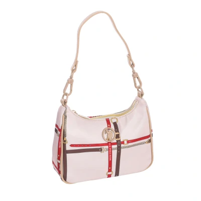 Image of U.S. POLO ASSN. Houston Hobo Nylon Handbag, Cream Multicolour (26 x 9 19 cm), Multi, One size