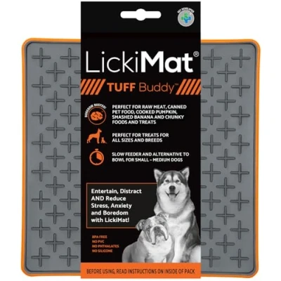 Image of LickiMat Tuff Dog Slow Eating Feeder for Boredom and Anxiety; Perfect Food, Treats, Yogurt, Peanut Butter Fun Alternative to a Feeding Bowl