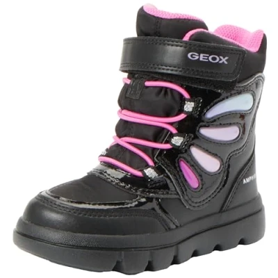 Image of Geox Willaboom GIRL Laceup ankle boots for kids, Size: 11K, Black/multicolor Imitation leather/ textile