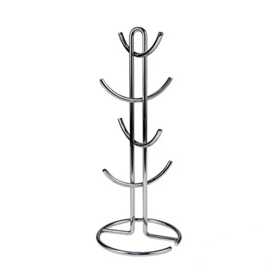 Image of Spectrum Diversified Mugs &amp; Tea Cup Storage Rack, Coffee Counter Bar Accessory Kitchen Organizer, Metal, Chrome, L