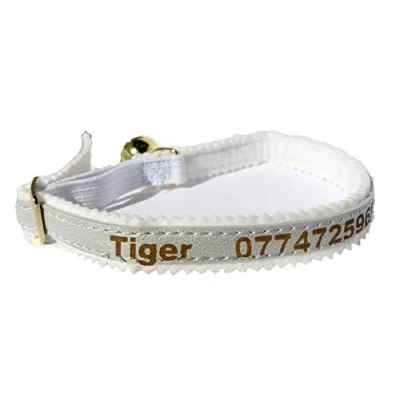 Image of Personalised Cat Kitten Collar ID Tag, Laser Engraved, UK Made, Ancol Quality (Silver)
