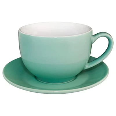 Image of Olympia Cafe Cappuccino Cups Aqua 340Ml 12Oz Porcelain Coffee Milk Jugs 12pc