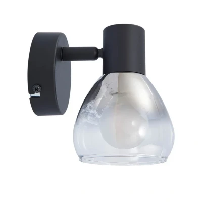 Image of Lindby Pendura wall light, Ø 9 cm, black, glass
