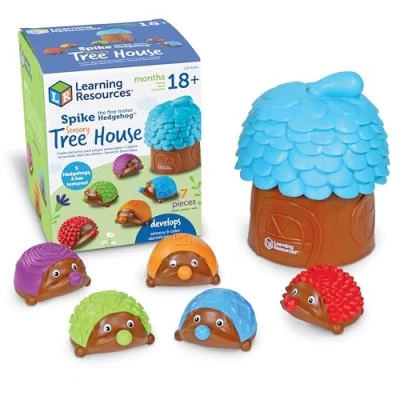 Image of Learning Resources LER9104 Spike Hedgehog Sensory Tree House, Fine Motor Game for Toddlers &amp; Preschoolers, Building Colour, Shape and Number Recognition Skills, Ages 18 Months+, Multi