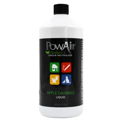 Image of PowAir Liquid Natural Odour Neutraliser Apple Crumble Fragrance Versatile Control for Home, Car, Pets Ideal Cleaning Solutions, Sprayers, Diffusers (922ml)