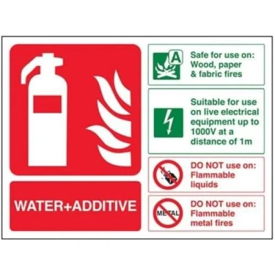 Image of V Safety Water Additive Id Fire Extinguisher Sign 200mm x 150mm 1mm Rigid Plastic