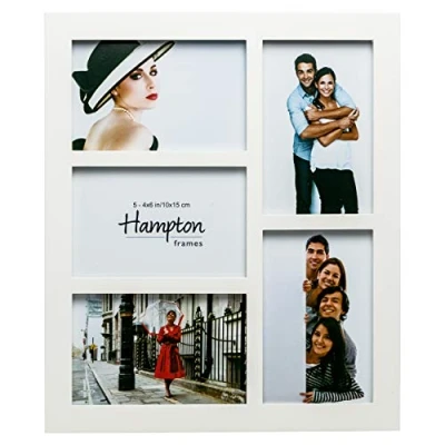 Image of Hampton Frames GALLERY Multi Aperture Five 4x6 (10x15cm) White Picture Photo Frame Glass GAL5APWHX