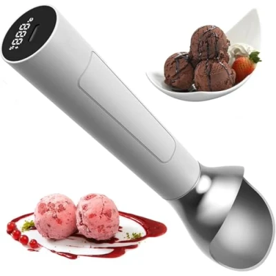 Image of QYOEGSQ Electric Heating Thermostatic Ice Cream Scooper,2Oz Rechargeable Heated Scoop,IP67 Waterproof,Easy Clean,Thermostatic Scoop for All Ages(1pcs)