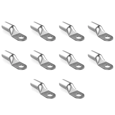 Image of AUPROTEC 10x Cable Lugs 50 mm² AWG 1 hole M10 uninsulated SC copper Tube Ring Terminals Crimp tinned Electrical Connectors
