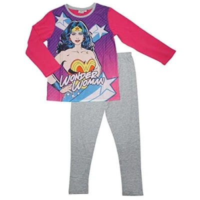 Image of DC Comics Wonder Woman Long Pyjamas 7 8 Years Grey