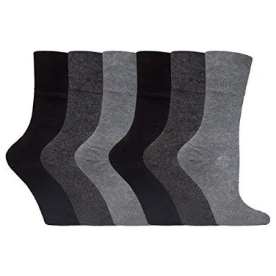Image of Gentle Grip 6 Pairs of Ladies Diabetic Sock with Honey Comb Top and Hand linked Toe Seams 4 8 UK 37 42 Eur (Greys 36)