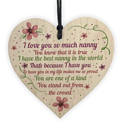 Image of RED OCEAN Nan Gifts From Grandchildren Wooden Heart Nanny Nanna Plaque Birthday Christmas Xmas