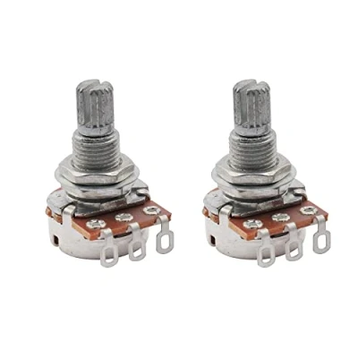 Image of Musiclily A500K Metric Mini Potentiometers Long Split Shaft Audio Taper Pots for Electric Guitar Bass (Set of 2)