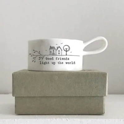 Image of East of India Handled Tea Light Holder Good Friends