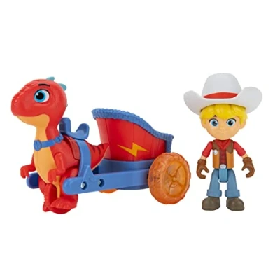 Image of Dino Ranch Vehicle Pull Back 5 Blitz Chariot &amp; 3 Jon Three Styles to Collect Toys for Kids Featuring Your Favourite Pre Westoric Ranchers