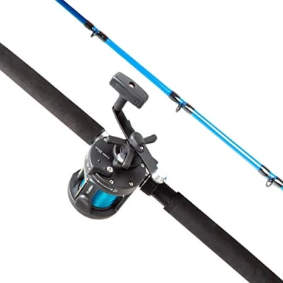 Image of FLADEN Fishing Quality 6ft or 7ft 30 to 40 lbs Class BOAT SEA FISSION BLUE Rod and Multiplier Reel Combo Pre Loaded with Line For Offshore Marine Fish (7ft / 2.1m) [12K 350210]