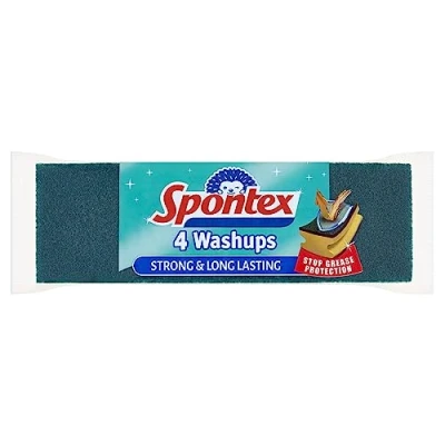 Image of Spontex Washups General Purpose Sponge Scourers 6.8 x 4 8.6cm Pack of 4, Yellow Spongegreen Scourer