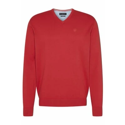 Image of bugatti Men&#039;s 7300 95510 V Neck Jumper, Red 950, M