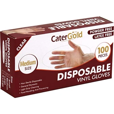 Image of Non Sterile Hygenic Disposable Clear Vinyl Gloves Powder Free Latex 100pcs (Medium)