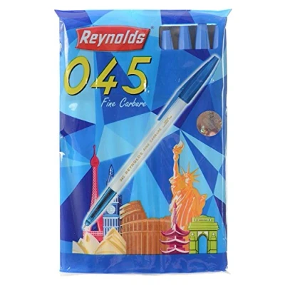 Image of Set of 10 Reynolds 045 fine carbure Non smudge ball Point pens BLUE