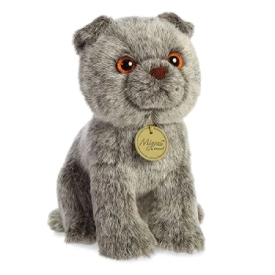 Image of Aurora® Adorable Miyoni® Scottish Fold Stuffed Animal Lifelike Detail Cherished Companionship Gray 9 Inches