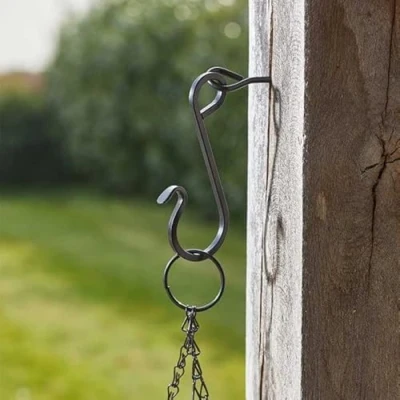 Image of Garden Mile® Hanging Basket Brackets Chains Decorative Bracket Outdoor Wall Mounted Ornamental Hook Patio (S Hook)