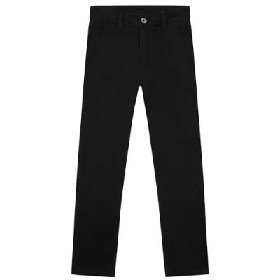 Image of CityComfort Boys Chino Trousers with Front and Back Pockets, Adjustable Waist (Black, 7 8 Years)
