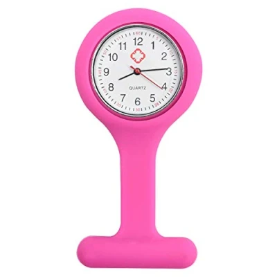 Image of TRIXES Silicone Nurse Fob Watch with Brooch Dark Pink