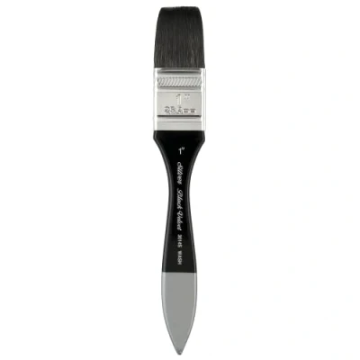 Image of Silver Brush Limited 3014S1in Black Velvet Wide Wash Blender for Watercolour, Size 1 Inch, Short Handle