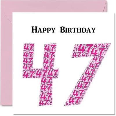 Image of Fun 47th Birthday Cards for Woman Shapecloud Happy Card Dad Mum Brother Sister Grandad Nanny Grandma Uncle Auntie, 145mm x Greeting Cards,