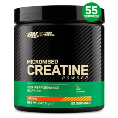 Image of Optimum Nutrition Orange Flavour Creatine Monohydrate Food Supplement Powder with Sweeteners 55 Servings, 247g