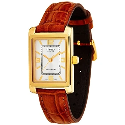 Image of Casio Women&#039;s Analogue Quartz Watch with Leather Strap LTP 1234PGL 7A