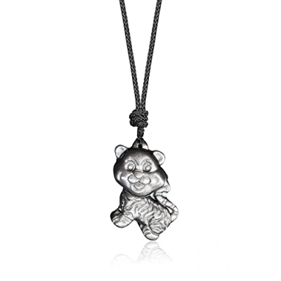 Image of COAI Tiger Amulet Silver Sheen Obsidian Stone Pendant Necklace for Men Women