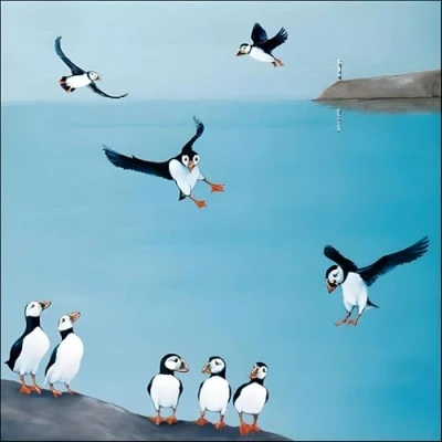 Image of Woodmansterne Birthday/Blank Card for Men/Women General Male/Female Puffin Friends Eco Friendly and Recyclable