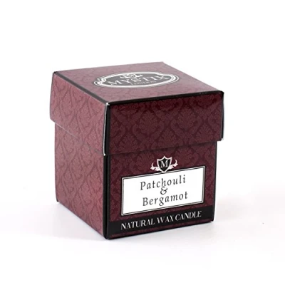Image of Mystix London 5 x Patchouli &amp; Bergamot Scented Candle Small 8cl Best Aroma for Home, Kitchen, Living Room and Bathroom Perfect as a Gift Reusable Glass Jar