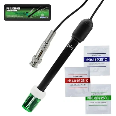 Image of 0.00 14.00PH Probe Electrode with BNC Cable for Water,Pool,Hydroponics,Calibration Powder,Aquarium (300 cm Electrode)