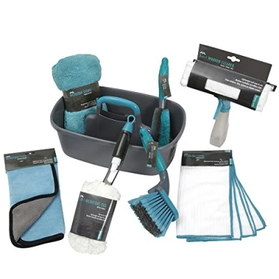 Image of JVL Car Cleaning Valet Pack with Storage Caddy, Grey Blue (Platinum Bundle)