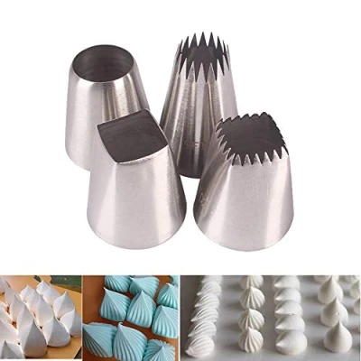 Image of Cake Decorating Tips, Stainless Steel Icing Piping Nozzles for Pastry Fondant Tools (Mixed 4Pcs)