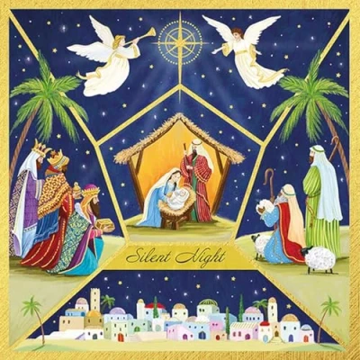 Image of Marie Curie Charity Silent Night, Holy Night Nativity Scene Christmas Cards Pack of 10 With Envelopes