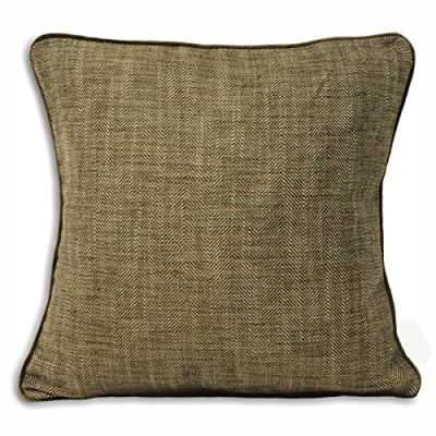 Image of Paoletti Harewood Herringbone Weave Piped Cushion Cover, Mocha, 43 x Cm