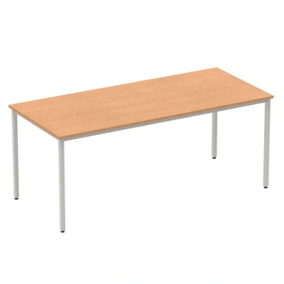 Image of Impulse 1800mm Straight Table Oak Top Silver Box Frame Leg BF00131