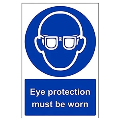 Image of V Safety Eye Protection Must Be Worn PPE Sign 200mm x 300mm Self Adhesive Vinyl