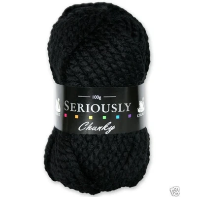 Image of Cygnet SERIOUSLY CHUNKY Knitting Acrylic Yarn / Wool 100g 217 Black